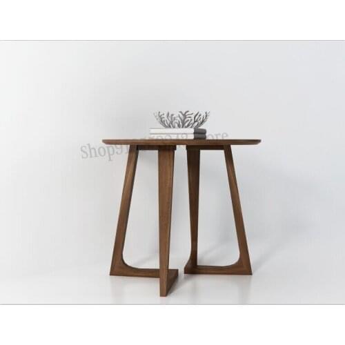 American Pure Solid Wood Corner Table European Sofa Side Table Simple Round Small Coffee Table Creative Nordic Side Table Person