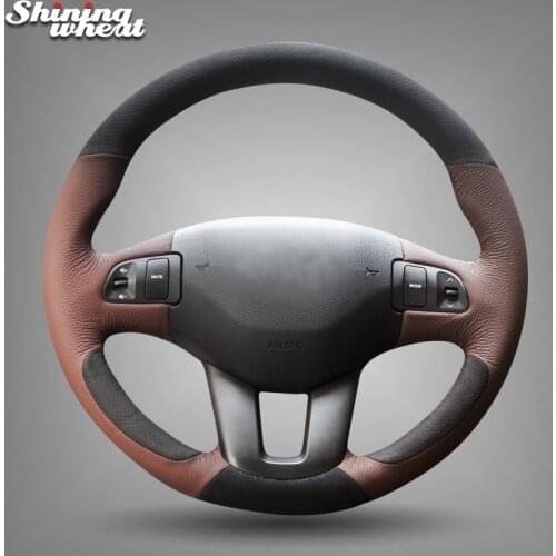 Shining wheat Genuine Leather Steering Wheel Cover for Kia Sportage Sportage 3 2011-2014 Kia Ceed 2010