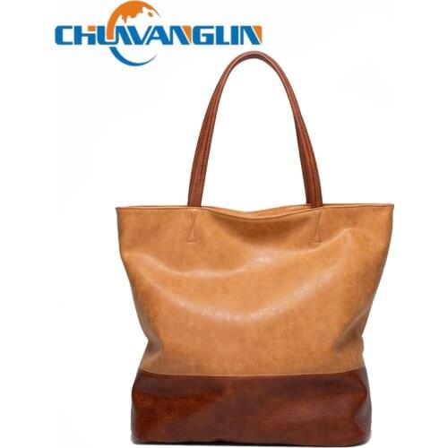 Chuwanglin Bag Large Tote Bag Leather Women Handbag Shoulder Bags For Women Fashion Patchwork Leather Ladies Hand Bags 3301348