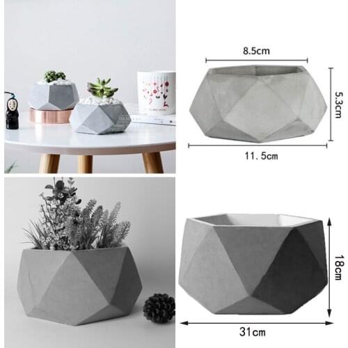 Cement flowerpot silicone mold geometric large flowerpot mold concrete creative home design flowerpot 3d mold designer