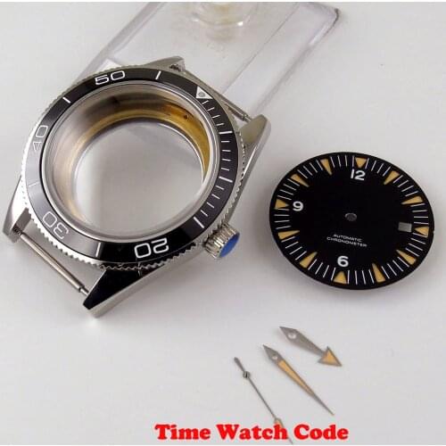 41mm Watch Case Set Hands Dial Parts Fit For Miyota 8215 821A 8205 ETA 2836 Sapphire Glass Stainless Steel Ceramic Bezel