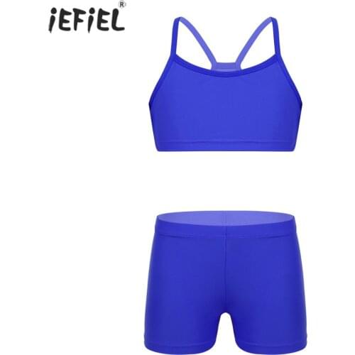 Kid Girls Clothes Set Summer Fashion Solid Short Tank Tops Shorts Sports Gym Workout Two-piece Children Kids Clothes