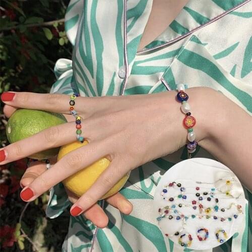 Hot Bohemian Colorful Bead Pearl Chain Choker Necklace Set for Women Charm Handmade Party Jewelry Drop Shipping 2021 Summer