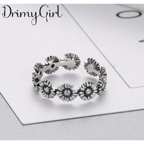 Personality Simple Big Sunflower Open Ring Geometric Finger Rings For Women Gothic Punk Jewelry Gifts 2021