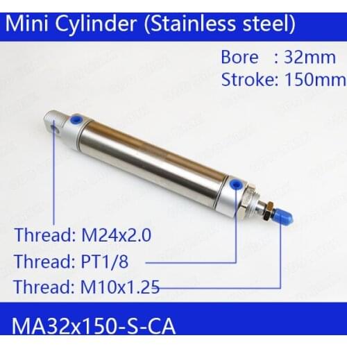 MA32*150 Free shipping Pneumatic Stainless Air Cylinder 32MM Bore 150MM Stroke MA32X150-S-CA Double Action Mini Round Cylinders