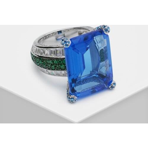 Amorita blue sapphire stone 925silver fashion ring
