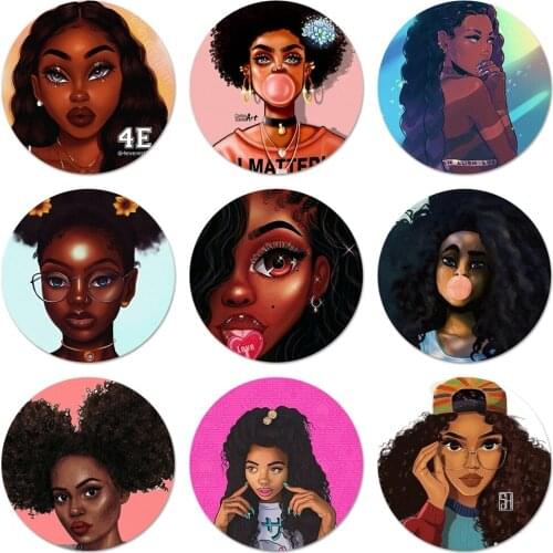 Fashion MELANIN POPPIN Girl Icons Pins Badge Decoration Brooches Metal Badges For Backpack Decoration