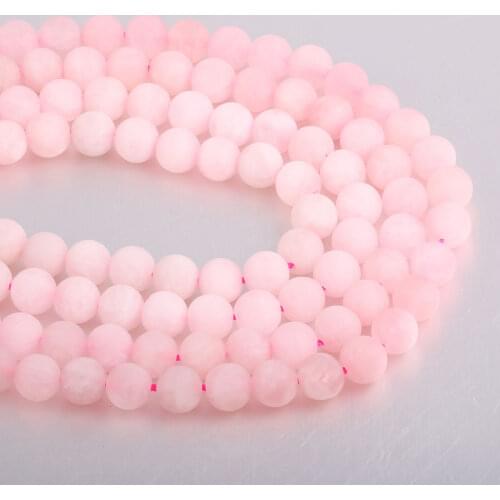 Natural Stone Dull Polish Matte Rose Pink Quartz Beads 15" Strand 4 6 8 10 12 14mm Pick Size For Jewelry Making DIY Fit Bracelet