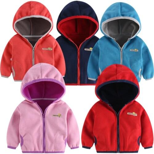 New Childrens Sweater Polar Fleece Jacket Autumn Winter Boys Girls Jumper Zip Hooded Coat Fall Clothes Outerwear