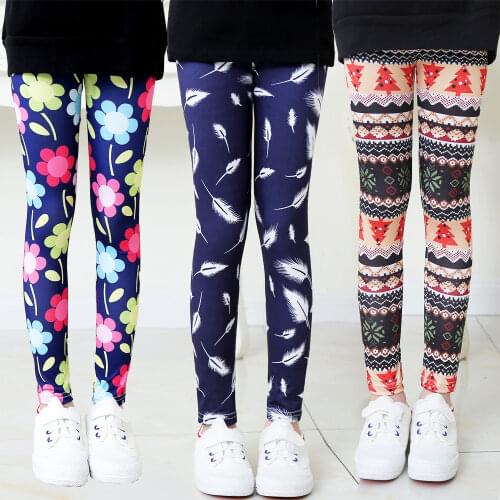 New leggings girls spring and autumn Korean style girls printed tight pants baby trousers