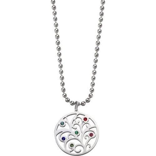 Stainless Steel Choker Necklace with Inspiration Quote Silver Color Charm Plate Necklace for Women Tree of Life Jewelry