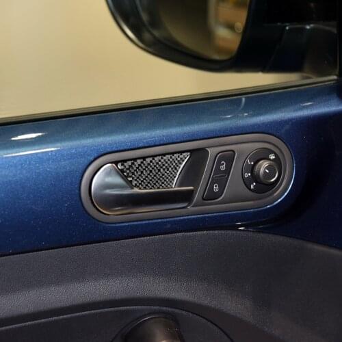 Genuine Carbon Fiber For VW Beetle 2012-2019 Car Inner Door Handle Bowl Cover Trim Sticker Car Styling Accessories