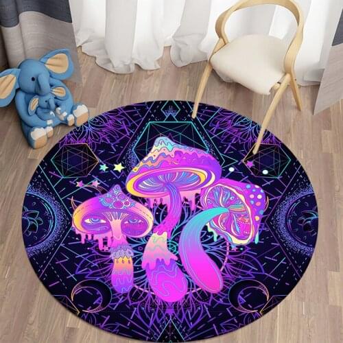 Psychedelic Mushroom Round Carpet for Living Room Rugs Kids Carpet Soft Non-slip Floor Mat Living Room Decoration Bedroom