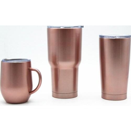 Quevinal 10pcs Rose Gold egg cups wine glass 9oz 12oz double wall stainless steel beer insulated mug 20oz 30oz tumbler coffee mu
