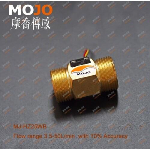 Flowmeter MJ-HZ25WB (10pcs/lot) G1'' 4-45L/min Water Diesel Brass DN25 Hall Effect Turbine Flow Sensor Meter Turbine
