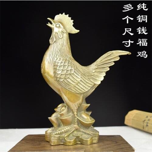 The ornaments size Chicken Rooster Rooster antique s lucky Chicken Rooster brass gift Fu decorationroom Art Statue