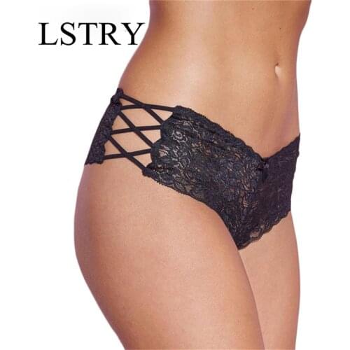 Sexy Lace Underwear Women Fashion Plus Size Ladies Thongs and G Strings Lstry Straps Hollow G-String Panties Imitation Lingerie