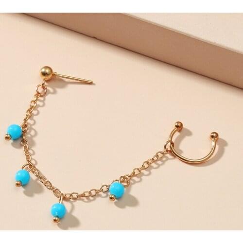 1Pc Retro Gothic Long Tassel Chain Clip Earrings Gold Silver Color Pierced Earring Ear Cuff Ear Hook Punk Jewelry for Women