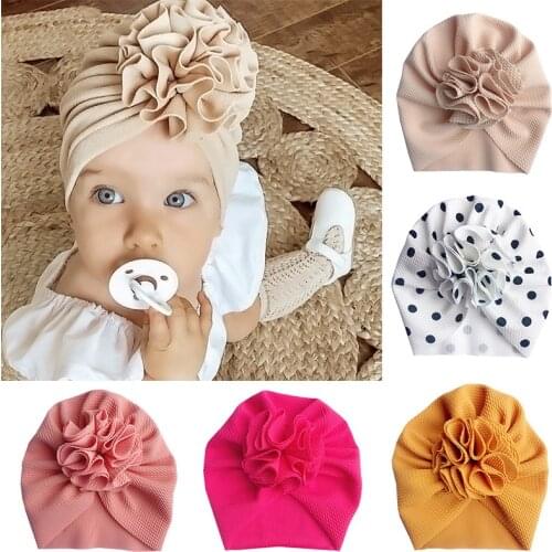 Lovely Flower Baby Hat Soft Baby Girl Hat Turban Spring Infant Toddler Newborn Baby Cap Bonnet Headwraps Kids Indian Hat Beanies