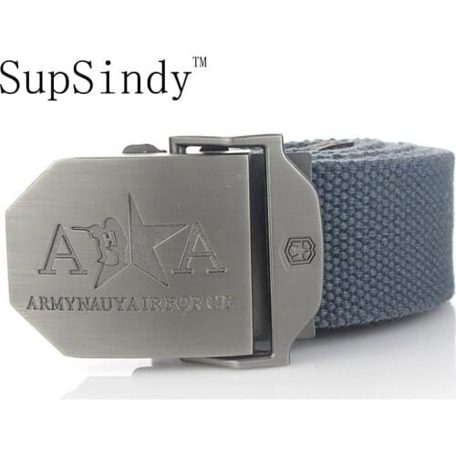 SupSindy Men&women Fashion Canvas belt Alloy buckle luxury jeans belts for men vintage tactical belt military nylon strap male