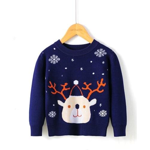 Snow Deer pattern Christmas boys girls sweaters red kids ugly sweater knitted wear quality pullover childrens clothes