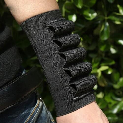 Outdoor Portable Tactical 5 Round Shootgun Shell Bullet Holder Adhesive Strip Nylon Pouch Airsoft Hunting