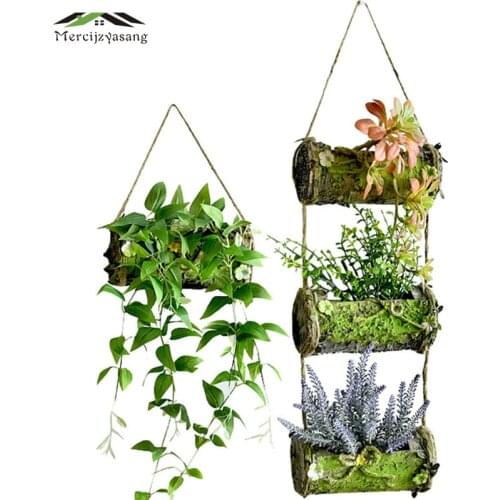 Flowers Vases Nordic Wall Wood Vase Plant Dried Floral Holder Pastoral Wall Bucket for Home/Wedding Corridor Decoration G088