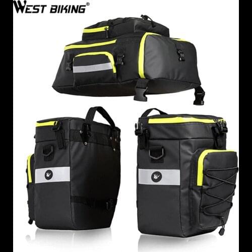 WEST BIKING 75L MTB Bicycle Carrier Bag Rear Rack Bike Trunk Bag Luggage Pannier 3 in 1 Cycling Double Side Back Seat Bags