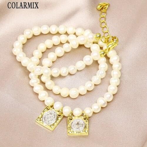 3 Strand Fresh Water Pearl Pendant Necklace Gold Fashion Senbinito Pendant Necklace Pearls Strand Jewelry necklace 31666