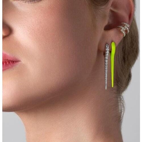 High quality gold color micro pave cz long spike hoop earring 2020 trendy women jewelry