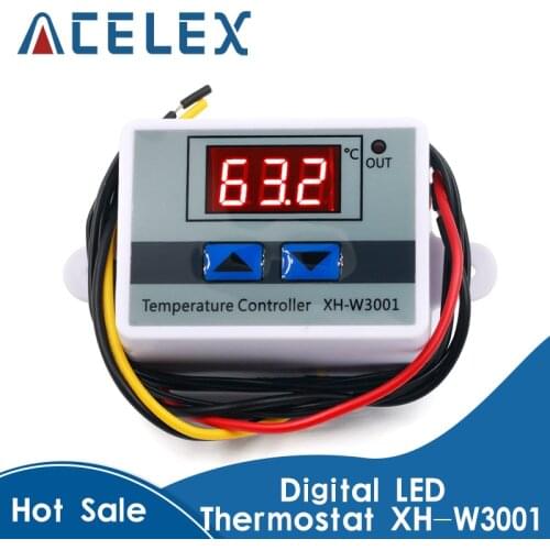 10A 12V 24V 220VAC Digital LED Temperature Controller XH-W3001 For Incubator Cooling Heating Switch Thermostat NTC Sensor
