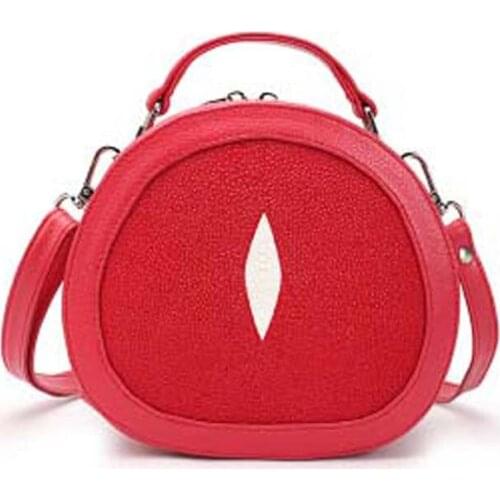 Yuanhui new Pearl fish skin Female bag One shoulder Oblique cross package new Small round bag stingray skin women handbag