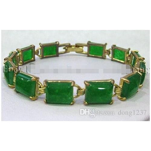 Natural Green Jades Chain Jewelry Bracelet 7.5" AAA G3e>>> women jewerly Free shipping