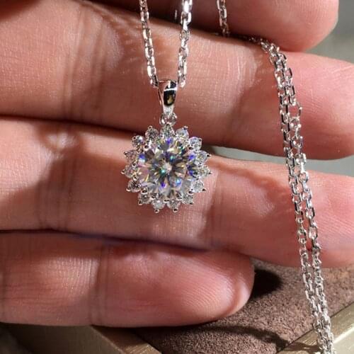 Bling Big Zircon Stone Flower Pendant Silver Color Long Chain Necklace Choker for Women Fashion Jewelry 2020 New