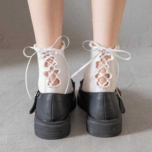 Sweet Lolita Women Socks Bandage Socks Woman Girls Japan Long Socks Ankle Dress Streetwear Calcetines Media