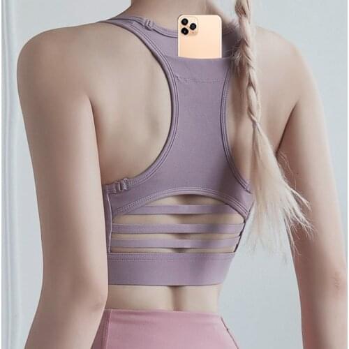 Women Sports Bra with Phone Pocket Yoga Crop Top Push Up Fitness Underwear Bras Athletic Vest Shirt Sport Running Sportswear XL