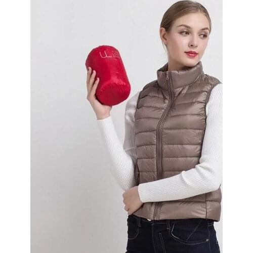 2021 New Women Autumn Ultralight thin Down Vests 90% White Duck Down Warm Vest Jacket Portable Waistcoat Sleeveless Coat