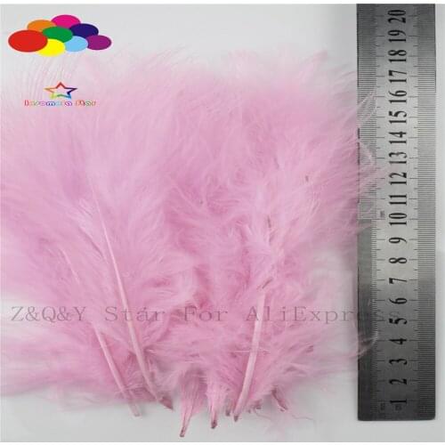 10-15CM (4-6 inches) natural 100PCS turkey hair dyed pink full velvet craft decoration DIY jewelry show costume feather