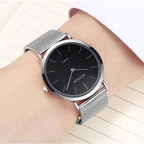 2020 Hodinky Men Quartz Watch Fashion Male Clock Relogio Masculino WOONUN Luxury Brand Ultra Thin Wrist Watches Steel Mesh Band