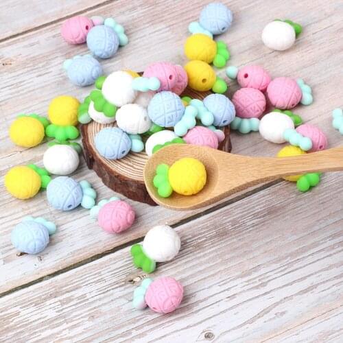 3pcs DIY Pacifier Chain Silicone Beads Pineapple Food Grade Baby Teething Nursing Necklace Silicone Teether Beads Gift