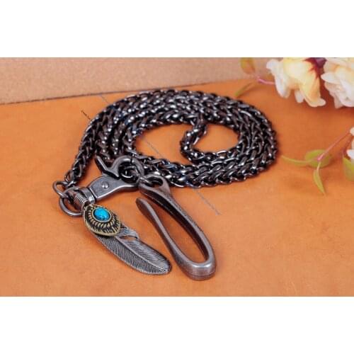 30" Biker Punk Basic Strong Twisted Feather Biker Trucker Keychain Key Jean Wallet Chain Metal Keyring