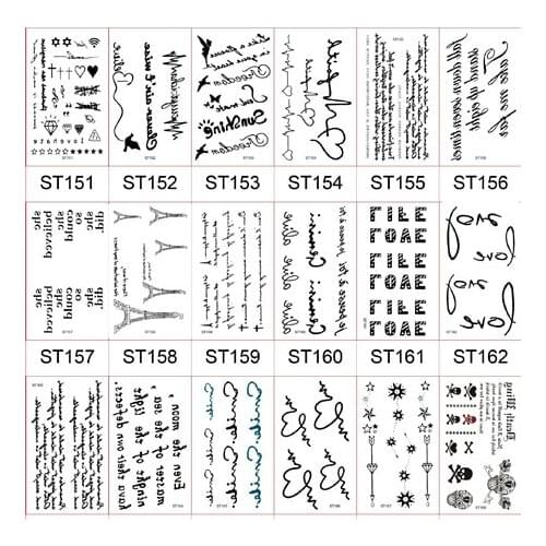 30pcs/set Tatuajes Temporales Letters Words Skull Temporary Tattoo Sticker Women Men Hands Body Fake Tattoo Tatuaggi Temporanei