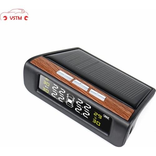 4 External Sensors Car Tire Digital Tyre Pressure Solar TPMS Monitor System Security Warning High Temperature Alert