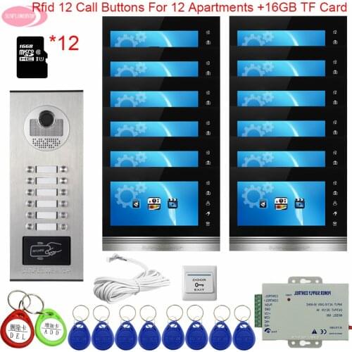 7inch Touch Buttons Video Intercom With Recording Intercom For a Private House+16GB TF Card Access Control Video Intercom System