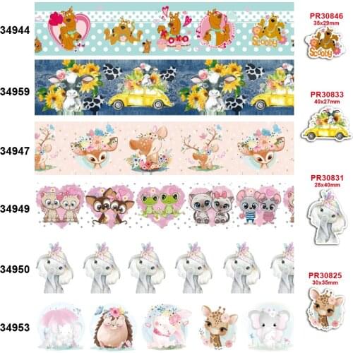 Free shipping 50 yard cartoon printed grosgrain ribbon 34944