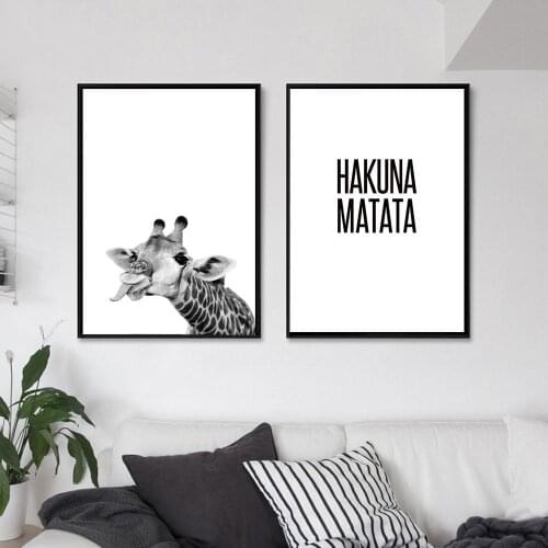 Black And White Giraffe Canvas Prints Quote Poster Animals Wall Art Painting Nordic Wall Pictures For Living Room Home Decor