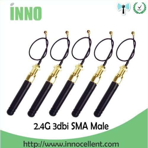 2.4GHz wifi antenna SMA Male connector 2~3dbi 20pcs wholesale wifi antenna 2.4 ghz antena + PCI U.FL IPX to RP-SMA Pigtail Cable