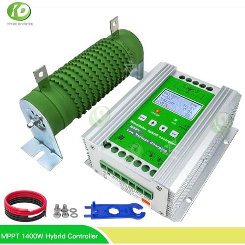 1400W MPPT Hybrid Wind Solar Charge Discharge Controller Auto 12V 24V Battery Regulator Free Dump Load For Wind Turbine Solar PV
