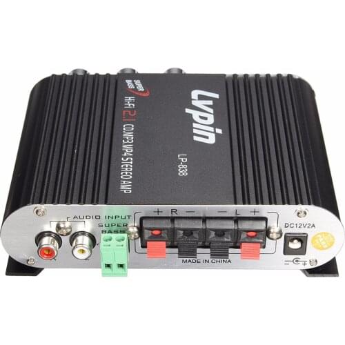 Kebidumei Hi-Fi Music Stereo Amplifier 2.1CH 20W 2x15W Hi-Fi Car MP3 Stereo Booster DVD Motorcycle Home Subwoofer Audio Player