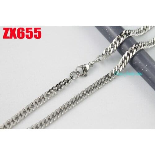 100% stainless steel necklace 4.4mm four surface flat NK chain Cuba chain fashion chains 20pcs ZX655